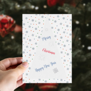 Tarjeta Festiva Con Relieve Metalizado Navidades copos de nieve y puntos minimalistas