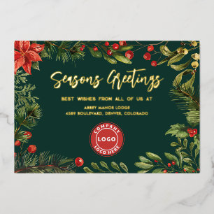 Tarjeta Festiva Con Relieve Metalizado Navidades corporativos festividades Red Berries Go