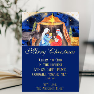 Tarjeta Festiva Con Relieve Metalizado Navidades cristianos Biblia Verse Natividad Jesús