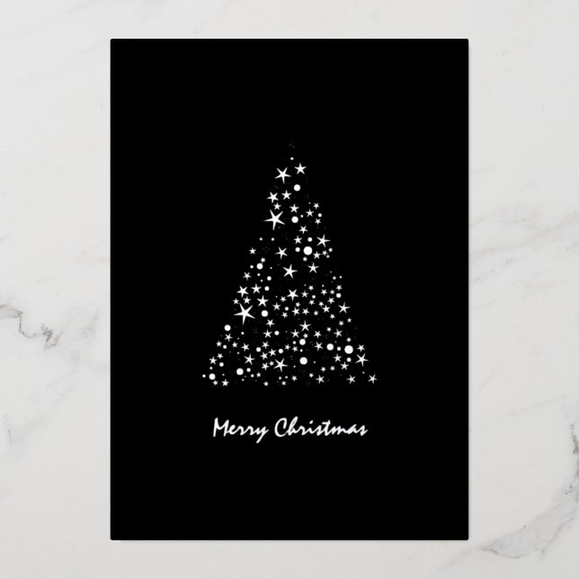 Tarjeta Festiva Con Relieve Metalizado Navidades Cute Monocrome Brighty Stars (Anverso)