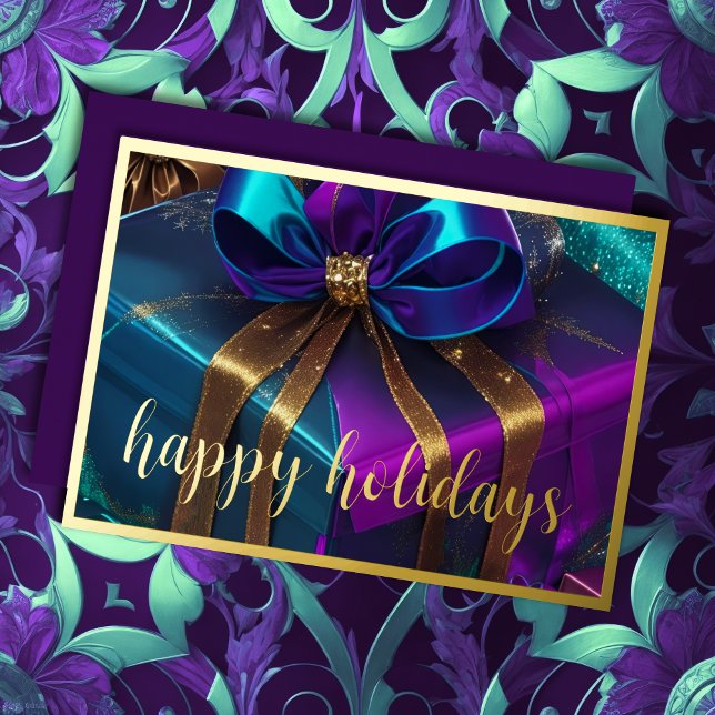 Tarjeta Festiva Con Relieve Metalizado Navidades dan Verde azulado azul morado (Subido por el creador)