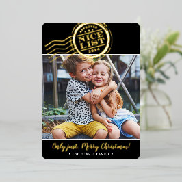 Tarjeta Festiva Con Relieve Metalizado navidades de 2024 FOTO lindo sello de la lista de