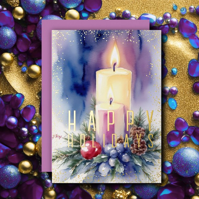 Tarjeta Festiva Con Relieve Metalizado Navidades de acuarela malva (Subido por el creador)