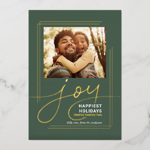 Tarjeta Festiva Con Relieve Metalizado Navidades de Alegría por Escritura de Foto Familia