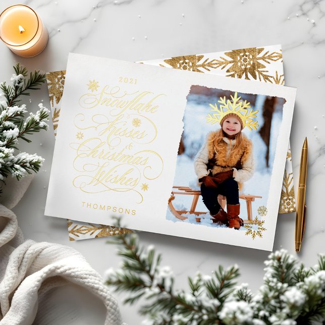 Tarjeta Festiva Con Relieve Metalizado Navidades de besos de nieve quieren foto con guión (Cute Fairy Garden Autumn Leafs Mushroom & Pumpkin Note Card)