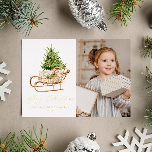 Tarjeta Festiva Con Relieve Metalizado Navidades de Boho Sleigh Photo (Subido por el creador)