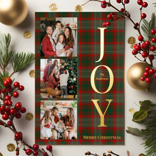 Tarjeta Festiva Con Relieve Metalizado Navidades de collage de búfalos con 3 fotos