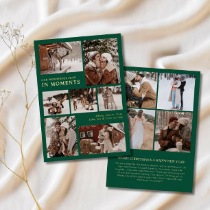 Tarjeta Festiva Con Relieve Metalizado Navidades de collage de fotos familiares de Año en