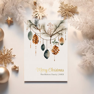 Tarjeta Festiva Con Relieve Metalizado Navidades de color acuático moderno no fotográfico
