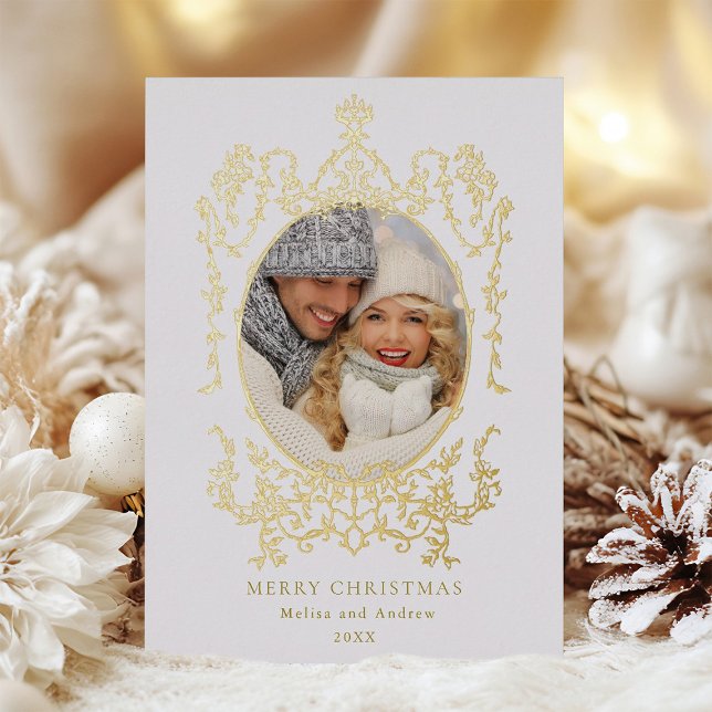 Tarjeta Festiva Con Relieve Metalizado Navidades de cuadros victorianos clásicos foto oro (Subido por el creador)