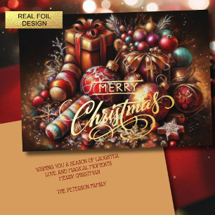 Tarjeta Festiva Con Relieve Metalizado Navidades de dibujo de álbumes dan adorno de golos