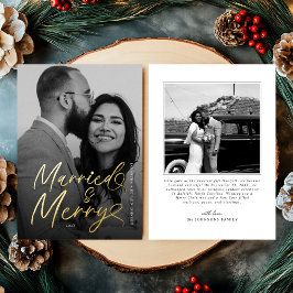 Tarjeta Festiva Con Relieve Metalizado Navidades de escritura casados y casados modernos