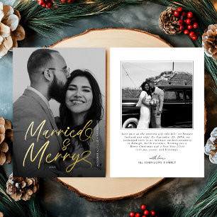 Tarjeta Festiva Con Relieve Metalizado Navidades de escritura casados y casados modernos