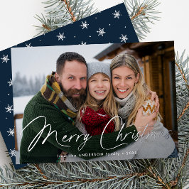 Tarjeta Festiva Con Relieve Metalizado Navidades de escritura firma moderna foto de la Ma