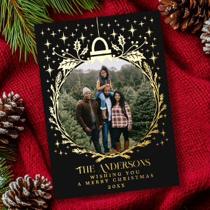 Tarjeta Festiva Con Relieve Metalizado Navidades de estilo negro Fotografía de ornamento 