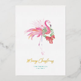 Tarjeta Festiva Con Relieve Metalizado Navidades de Florida Watercolor Personalizado