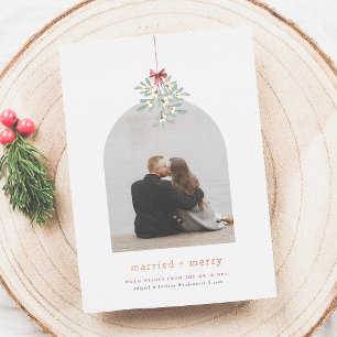 Tarjeta Festiva Con Relieve Metalizado Navidades de fotografía brillantes Mistletoe Magic