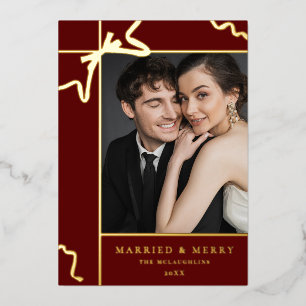 Tarjeta Festiva Con Relieve Metalizado Navidades de fotografía casados y bodas de merry