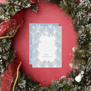 Tarjeta Festiva Con Relieve Metalizado Navidades de fotografía de Bow Ho Blue Bows
