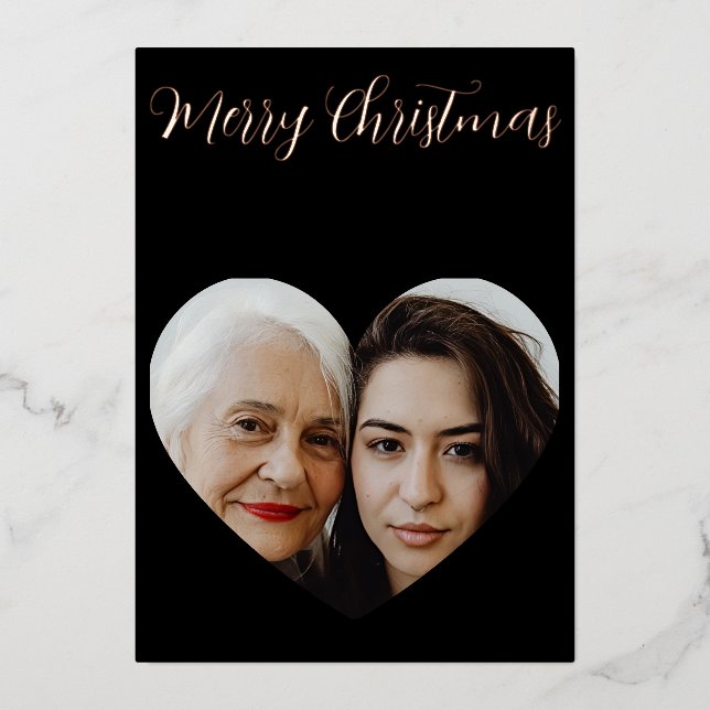 Tarjeta Festiva Con Relieve Metalizado Navidades de fotografía de la abuela (Anverso)