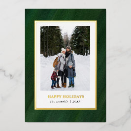 Tarjeta Festiva Con Relieve Metalizado Navidades de fotografía de marco verde oscuro en c