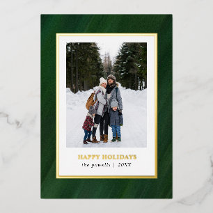 Tarjeta Festiva Con Relieve Metalizado Navidades de fotografía de marco verde oscuro en c