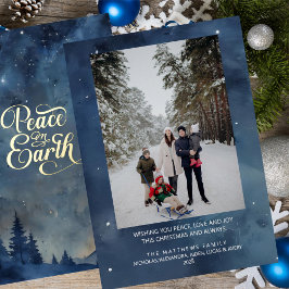 Tarjeta Festiva Con Relieve Metalizado Navidades de fotografía de Peace on Earth Personal