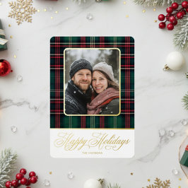 Tarjeta Festiva Con Relieve Metalizado Navidades de fotografía de Rustic Plaid