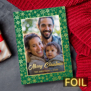 Tarjeta Festiva Con Relieve Metalizado Navidades de fotografía familiares modernos guión