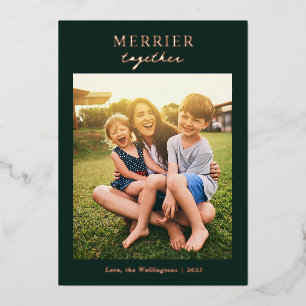 Tarjeta Festiva Con Relieve Metalizado Navidades de fotografía familiares modernos Rosa G