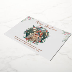 Tarjeta Festiva Con Relieve Metalizado Navidades de fotografía familiares Rustic Plaid Ro