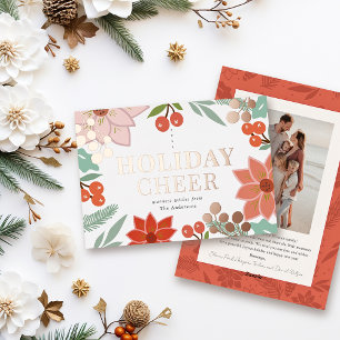Tarjeta Festiva Con Relieve Metalizado Navidades de fotografía festivos de Poinsettia Ber