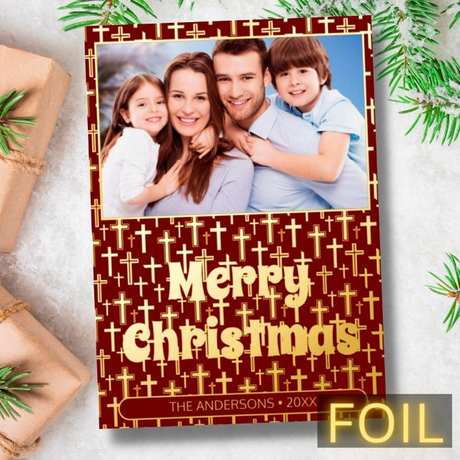 Tarjeta Festiva Con Relieve Metalizado Navidades de fotografía modernos cruzan elegantes  (Subido por el creador)