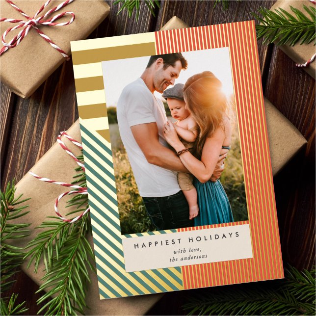 Tarjeta Festiva Con Relieve Metalizado Navidades de fotografía modernos de franjas mixtas (Subido por el creador)