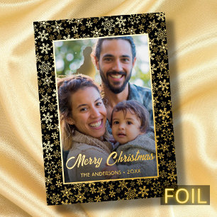 Tarjeta Festiva Con Relieve Metalizado Navidades de fotografía modernos elegantes en negr