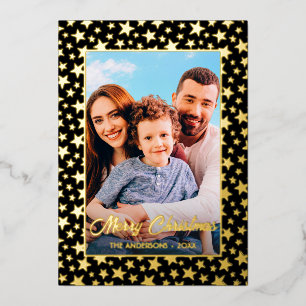 Tarjeta Festiva Con Relieve Metalizado Navidades de fotografía modernos estrella elegante