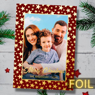 Tarjeta Festiva Con Relieve Metalizado Navidades de fotografía modernos estrellas elegant