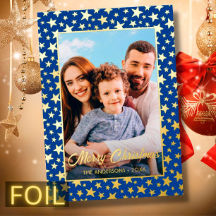 Tarjeta Festiva Con Relieve Metalizado Navidades de fotografía modernos estrellas Relieve