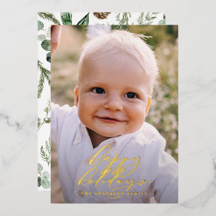 Tarjeta Festiva Con Relieve Metalizado Navidades de fotografía modernos mínimos guión ele