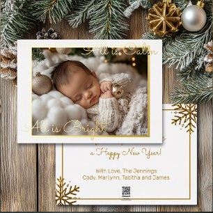 Tarjeta Festiva Con Relieve Metalizado Navidades de fotografía para bebés