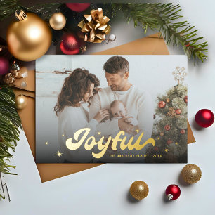 Tarjeta Festiva Con Relieve Metalizado Navidades de fotografía retro alegres con copas de