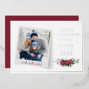 Tarjeta Festiva Con Relieve Metalizado Navidades de fotografía Viernes guión plata botáni