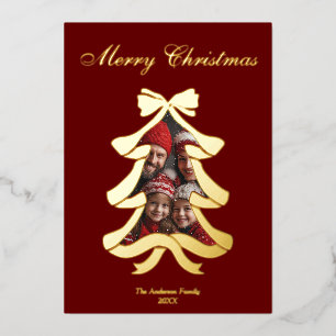 Tarjeta Festiva Con Relieve Metalizado Navidades de fotograma moderno de barniz moderno