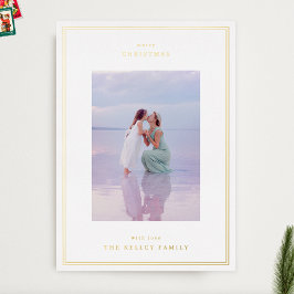 Tarjeta Festiva Con Relieve Metalizado Navidades de fotos de marcos simples y elegantes d