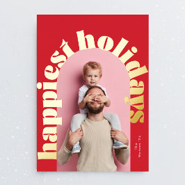 Tarjeta Festiva Con Relieve Metalizado navidades de fotos del arco de texto en negrita de