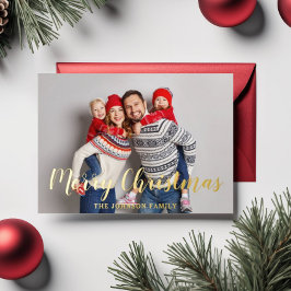 Tarjeta Festiva Con Relieve Metalizado Navidades de guión moderno foto de oro