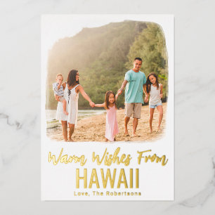 Tarjeta Festiva Con Relieve Metalizado Navidades de Hawaii Photo Beach Tarjeta Relieve me