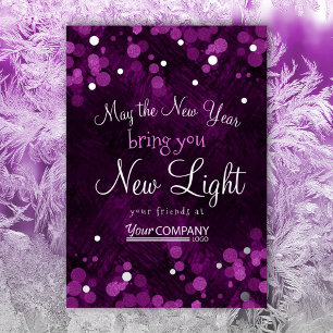 Tarjeta Festiva Con Relieve Metalizado Navidades de la Compañía Purple Pink Shimmery Ligh