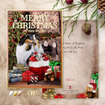 Navidades de Mascotas Vintage, familia Rough Colli