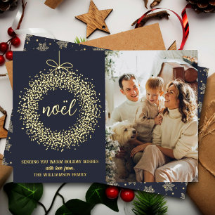 Tarjeta Festiva Con Relieve Metalizado Navidades de moda Noël Wreath Foto Real